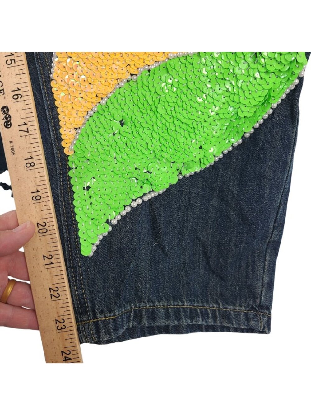Kitmaple Dragon Sequin Embellished Denim Jogger Pants With Drawstring Waist - Picture 7 of 11